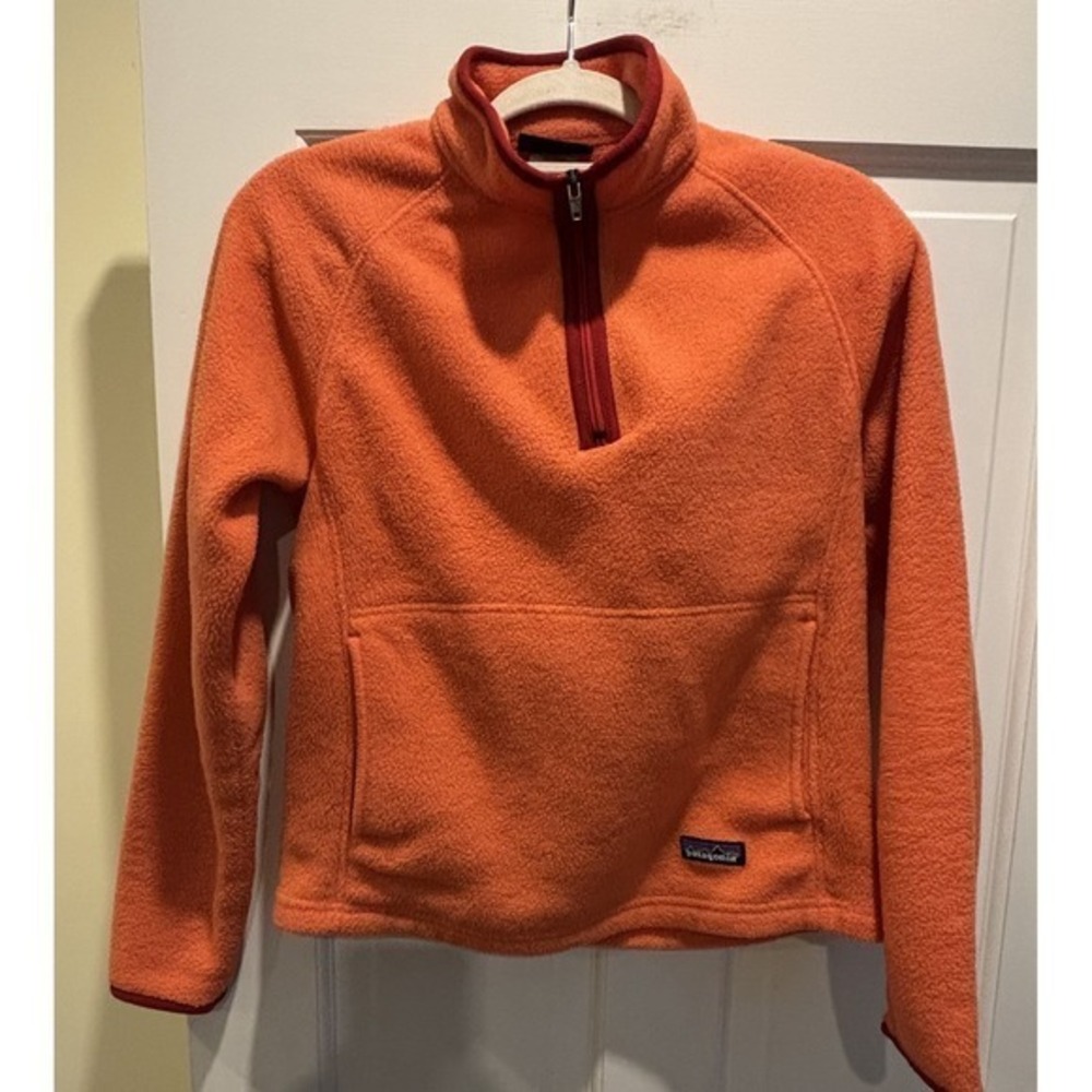 Patagonia Womens Orange 1/4 Zip Fleece‎ Size S